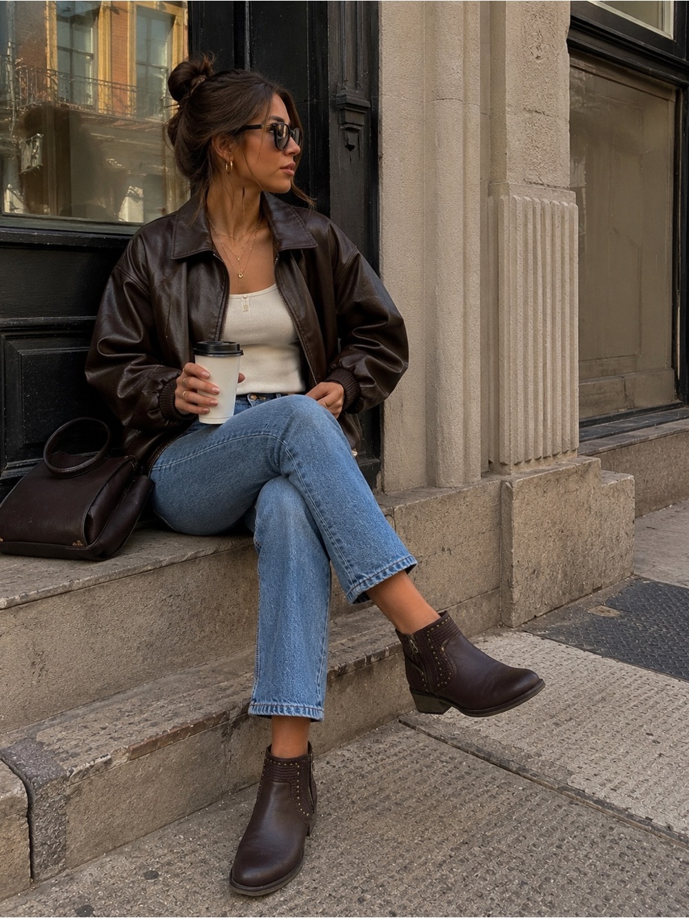 Fergalicious Dark Brown Studded Leather Ankle Boots